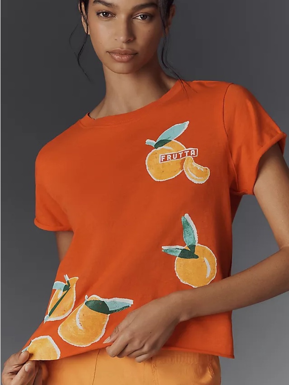 Maeve Boxy Graphic Tee Orange Fruit Small